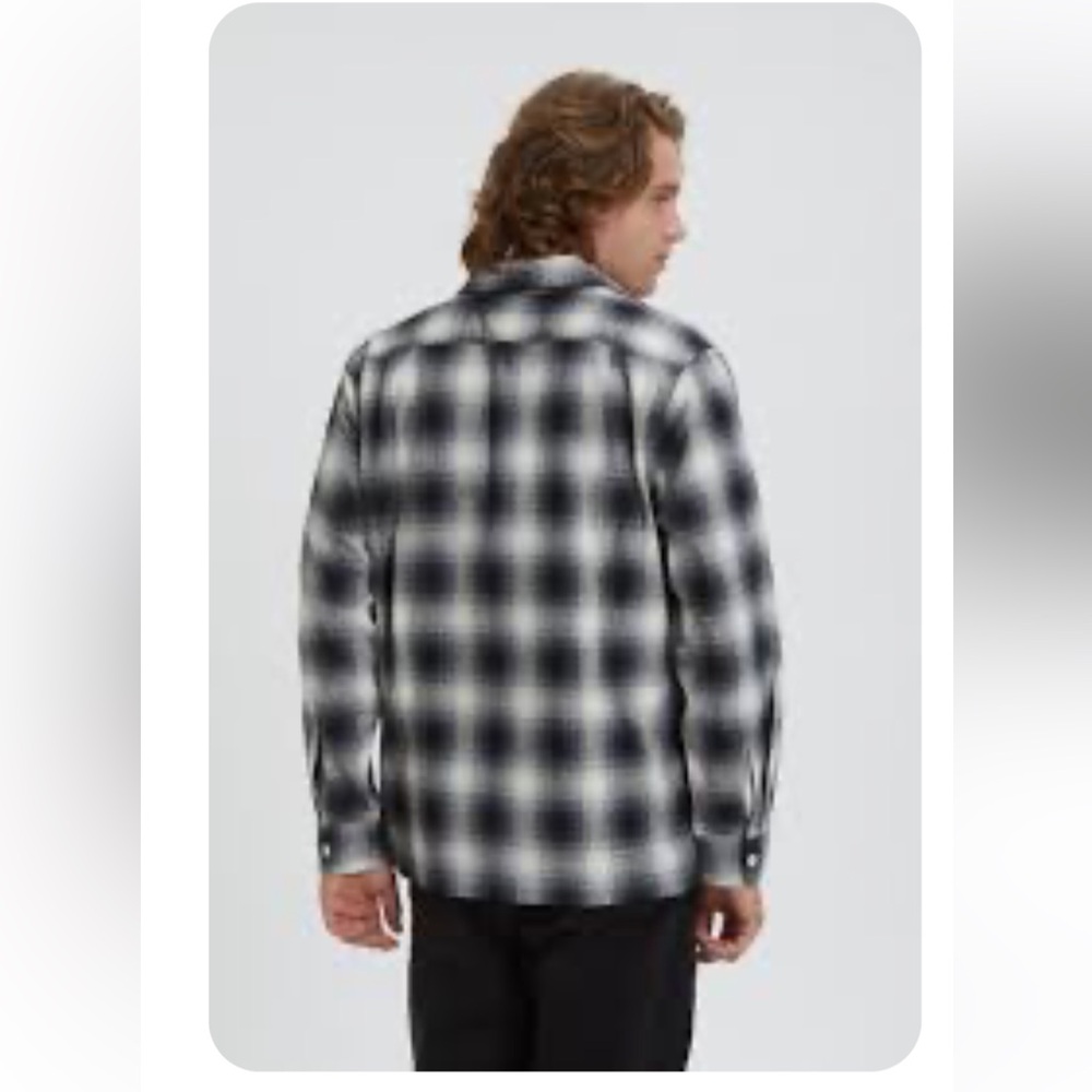 Flison Black and White Plaid Cotton Men's Shirt size  S